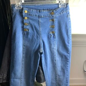 Blue high wasted skinny leg jeans